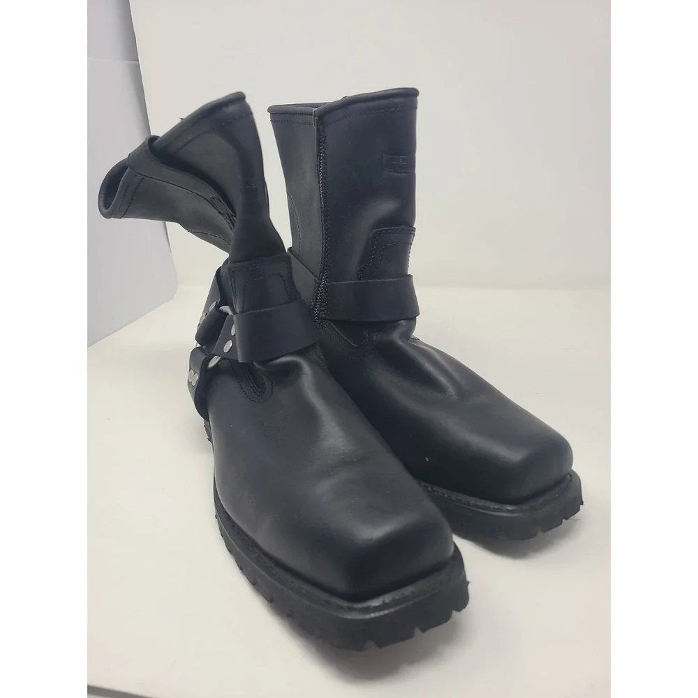Men's Ride Tec Black Leather Harness Motorcycle Boots Size 11